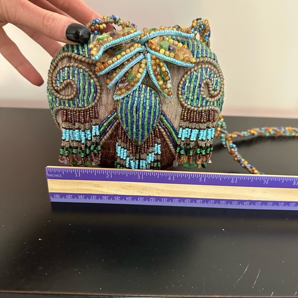 Vintage Mary Frances Beaded Turquoise Multi Color Bird Purse - Picture 4 of 16